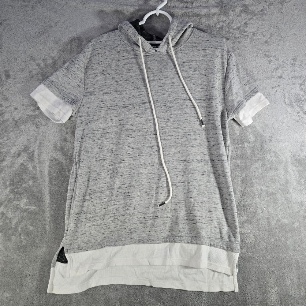 Jackson Short Sleeve Hoodie Layered Hem Casual Top Gray Mens Size‎ S